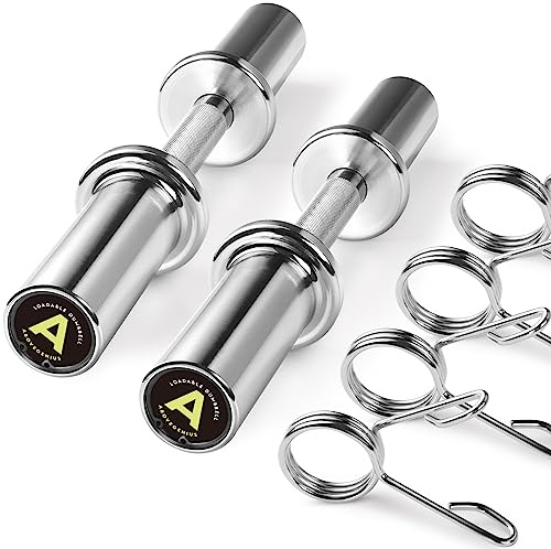 AboveGenius 16 Olympic Dumbbell Handles, Solid Steel Loadable Weight Bars for 2-Inch Plates, Adjustable Home Gym Strength Training Equipment (Includes 4 Spring Collars)