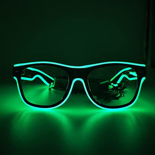 NIWWIN LED Lunettes de fête, lunettes LED cyberpunk, lunettes néon à fil flexible, pour discothèques, Noël, fêtes, cadeaux, costumes d'Halloween, cosplay. (1, Vert)