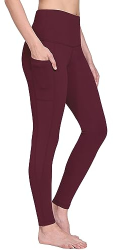 baleaf Fleece Lined Leggings Women Winter Thermal Warm Yoga Pants High Waisted with Drawstring Pockets Water Resistant Wine Red S