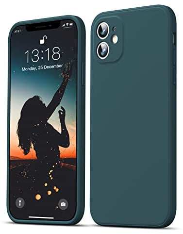 GOODVISH Hülle Kompatibel mit iPhone 11, Ultra Dünn Liquid Silicone Hülle, Kameraschutz und Bildschirmschutz, 360° Voll abgedeckte stoßfeste Handyhülle für iPhone 11 6,1 Zoll, Dunkelgrün