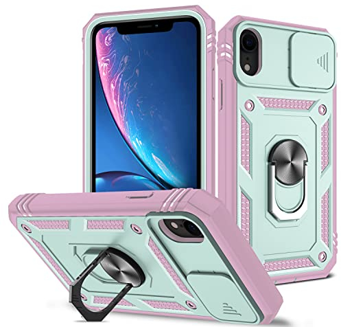 DAWEIXEAU für iPhone XR Hülle,Kameraschutz Handyhülle Drop Resistance Handys Schutzhülle für iPhone XR (Rosa Grün)