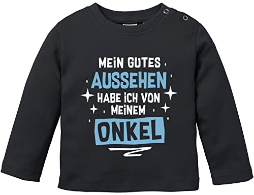 MoonWorks® Baby Langarm-Shirt Mein gutes Aussehen hab ich von meiner Tante/Meinem Onkel lustige Sprüche Babyshirt Jungen Mädchen