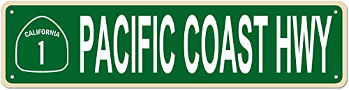 Pacific Coast California 1 Highway Metall Blechschild Lustig Vintage Slim Straße Blechschilder 40,6 x 10,2 cm Wandkunst Dekor Eisen Poster für Zuhause Bauernhaus Bar Cafe Garage Schlafzimmer
