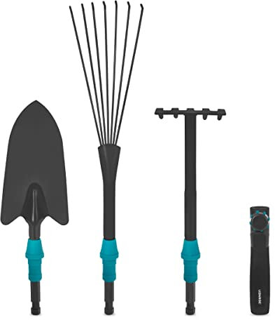 VONROC Kit d'Outils de Jardin 3 en 1 - Système Vfix - Ensemble Outils Jardinage - Râteau à Feuilles, Pelle et Griffe - pour Entretenir Votre Extérieur ou Potager