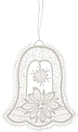 Rudolphs Schatzkiste Baumbehang Glocke mit Weihnachtsstern Plauener Spitze BxHxT 9x9x0,1cm NEU Christbaumschmuck Weihnachtsbaum Anhänger