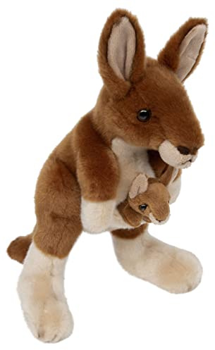 Teopet Känguru mit Baby stehend Kuscheltier 32 cm groß - weich und flauschig - Realistisches Plüschtier, Stofftier aus nachhaltigen Materialien - Geschenk für Babys, Kinder und Erwachsene