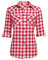 UNibelle Chemise à carreaux à manches longues pour femme - Chemisier traditionnel Oktoberfest - Chemisier à carreaux - Veste en coton - Chemisier en bois - Chemisier décontracté - Col en V, Rouge