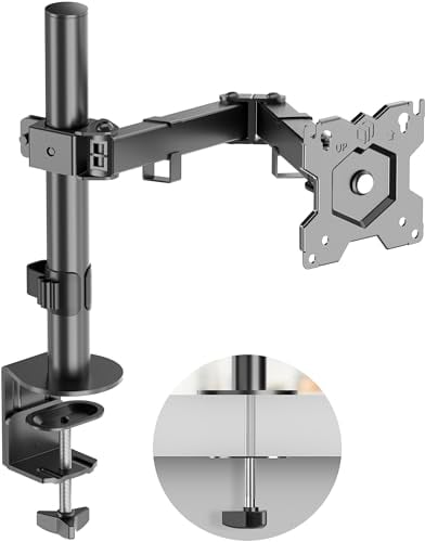 ONKRON Single Monitor Arm Desk Mount for 13 - 34 Screen, Computer Monitor Arm up to 8 kg - Screen Arm Desk Mount VESA 75x75 & VESA 100x100/Screen Holder for Desk Rotation Tilt Swivel D121E-B Black