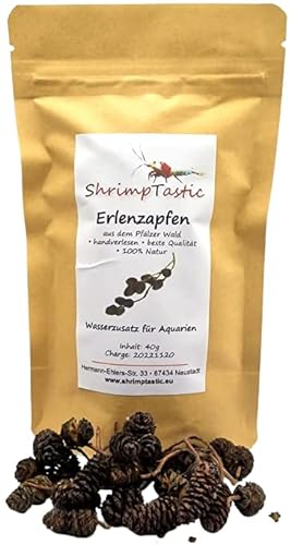 Schmitt Aquaristik ST Erlenzapfen 40g - Wasseraufbereiter & Futter für Garnelen - Ernte November 2024