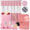 Badezimmer-Sets mit Duschvorhang und Teppichen, Badezimmer-Sets mit extra weichen und saugfähigen Badteppichen, Pailletten, rosa Duschvorhang, rosa Badezimmer-Dekor, rosa Badezimmer-Zubehör