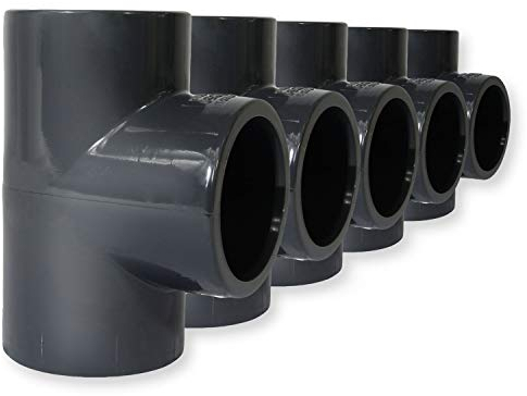 Paradies Pool PVC Fitting T-Stück Ø 50mm 90° mit Klebemuffen, PVC-U Muffe Rohrverbinder Rohr Schlauch Klebefitting zum verkleben, Qualität aus Europa, Menge: 5 Stück