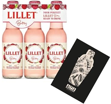 Lillet Berry 3er Set ready to drink 3x 200ml (10,3% vol) Lillet Wild Berry Strawberry Raspberry Mischgetränk- [Enthält Sulfite]