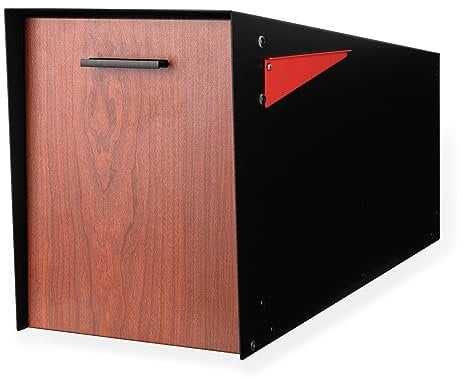 Ilyapa Boîte aux Lettres Design d'angle avec Support de Poteau – Extérieur Noir en Acier avec revêtement en Poudre Robuste soudée sur Le Trottoir, résistant aux intempéries et à la Corrosion,