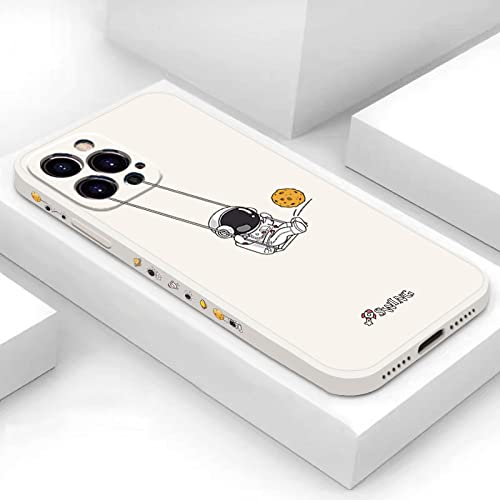 Niedliche Cartoon-Swing-Astronaut-Silikon-Telefonhülle für iPhone 14 13 12 11 Pro MAX X XS XR 7 8 Plus SE 3 Weiche TPU-stoßfeste Abdeckung, QQ White, für iPhone 12 Mini