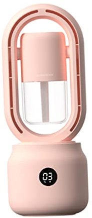 Gralara Bladeless Fan Humidifier Portable Fan Summer Cooling Fan Air Cooling Fan for Travel, Pink