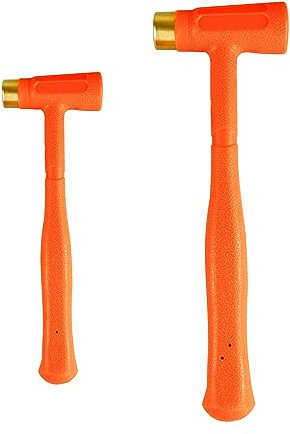 C&T 2-Pieces Dead Blow Hammer Set with Brass Cap, Orange,Shockproof Design, No Rebound Hammer,Unibody Molded Grip, Spark and Rebound Resistant