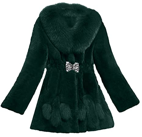 Echt Lammfell Mantel Damen Frauen-Damen-Mantel-Winter-warme lange Hülsen-feste nette Outwear-Mäntel-Jacke-warmer und weicher Winter-Mantel Winter Mäntel Damen (Green, XXL)