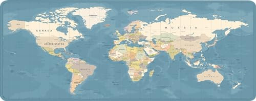 TECH8 USA, Beautiful Large XL Desk Mouse Pad for Keyboard, Mouse and Laptop, 31 x 12, World Map