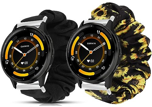 Blueshaweu Chouchou élastique en tissu à dégagement rapide de 22 mm pour femme, bracelet de rechange mignon compatible avec Garmin Venu 3/Venu 2/Forerunner 255/255 Music/Forerunner 265/745/Vivoactive