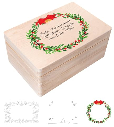 Creative Deco Weihnachtsgeschenke Personalisiert Holzkiste | Personalisierte Wunschtext Weihnachten Geschenke | Dein Eigener Wünsche Text Individuelle Geschenk | Weihnachtsdeko | Für Frauen, Männer