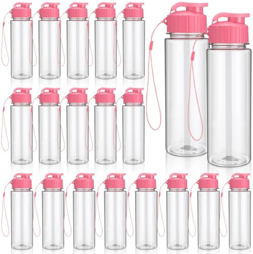 Mifoci 20 Pieces Water Bottle Bulk 17 oz Plastic Water Bottles Bulk Gym Sports Adults Reusable Large Bottles with Leak Proof Flip Top for Party Outdoor (Rose Red)