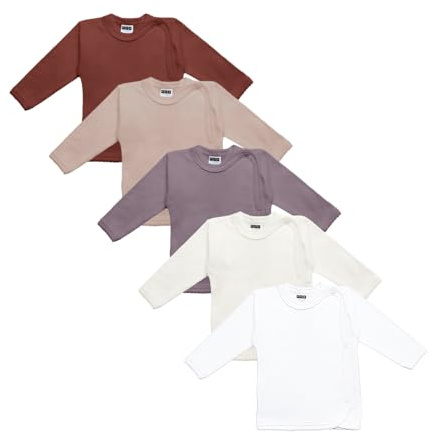 MEA BABY Chemise bébé Unisexe à Manches Longues 100% Coton, Lot de 5, pour Filles et garçons (Parent)