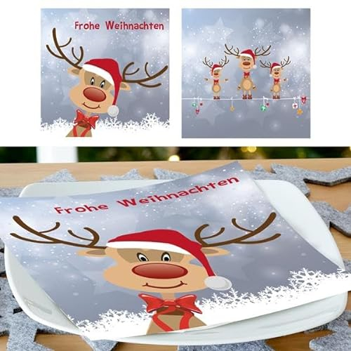 KAMACA Servietten Papierservietten Motivservietten Rentiermotiv 3 lagig 33x33 cm stilvolle Tischdekoration Feier Fest Advent Weihnachten (40 Servietten Rentier Ole)