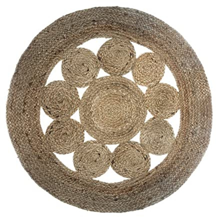 Atmosphera Teppich, rund, durchbrochen, Jute, Durchmesser 80 cm