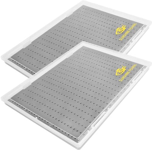 SF Collection Fly Boxes Clear Fly Fishing Box A4 Extra Large Capacity Triangle Foam Fishing Competition Hook Tackle Boxes 2Packs