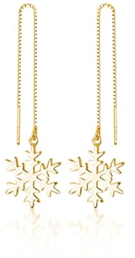 SLUYNZ 925 Sterling Silber Schneeflocke Ohrhänger Kette für Damen - Weihnachten Ohrringe Lange Einfädler