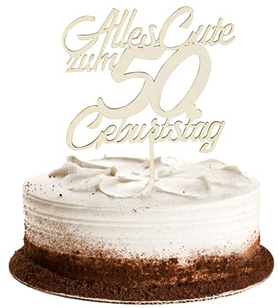 GoldRock Holz Torten Deko 50 Geburtstag Mann Frau,Tortendeko 50 Geburtstag Männer Deko,Kuchendeko Alles Gute zum 50 Geburtstage Deko,50. Geburtstage Frauen Kuchen Deko,Cake Topper 50 Jahre