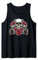 Guitar Skeleton 1980s - 80s Glam Rock Guns Skull Roses Tank Top