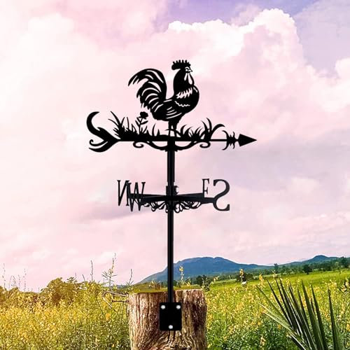 Veleta de Metal con Forma de Gallo, Veleta de tejado con Forma de Gallo 3D Indicador de dirección del Viento Accesorios para decoración de tejados de Patios y Jardines