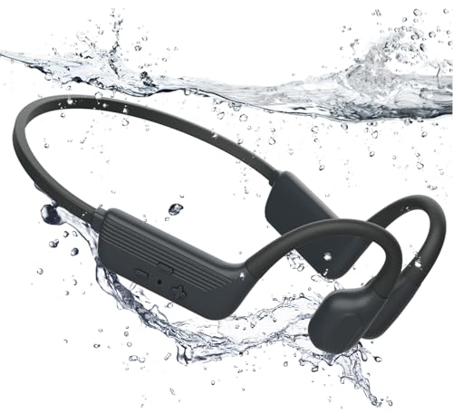 MONODEAL Kopfhörer Schwimmen IP68 wasserdichte Knochenschall Kopfhörer Bluetooth 5.4, Bone Conduction Headphones mit 32GB MP3-Player Speicher, Open-Ear Kopfhörer für Schwimmen Laufen