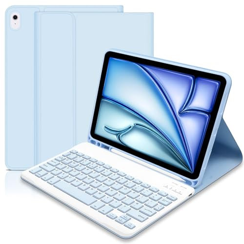 Lielax for iPad Air 11 inch Case with Keyboard(M3 2025/M2 2024), keyboard Case for ipad air 6th Generation, Detachable Keyboard with Pencil Holder for iPad 2025 11 inch -Blue