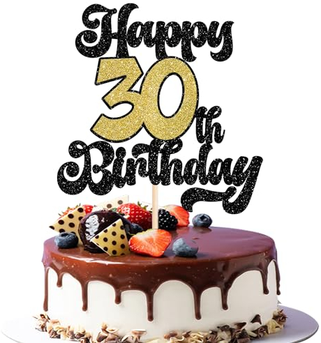 SYKYCTCY 1 Pack Happy 30th Birthday Cake Topper Glitter 30 Fabulous Cake Pick Cheers to 30 Years Birthday Cake Decorations for 30th Birthday Theme Party Supplies