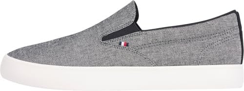 Tommy Hilfiger Sneaker con Suela Vulcanizada Hombre Low Slip On Mocasín, Negro (Black), 42