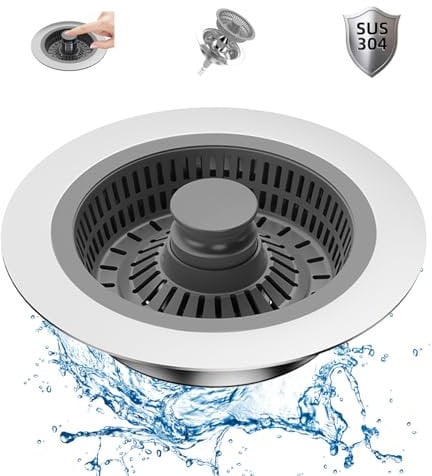 Tapon Fregadero Cocina y colador Fregadero combinación, 3 en 1 de Acero Inoxidable tapón Fregadero Cocina para desagües, Protectores Ideales para Tapones Fregadero Cocina