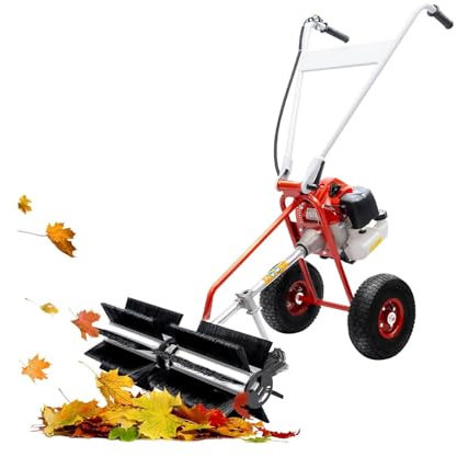 43CC Benzin Kehrmaschine, 2 Takt Benzinbesen Motorbesen Schneebesen Schneeschaufel Motorbesen Austauschbare 600 mm Universalbürste