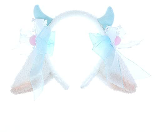 Eladcncmc Schaf-Ohr-Stirnband für Erwachsene, Plüsch, Schafsohren, Haarband, Schafhorn, Schleifen, Dekoration, Schaf, Cosplay, Schafohren, Haarreifen