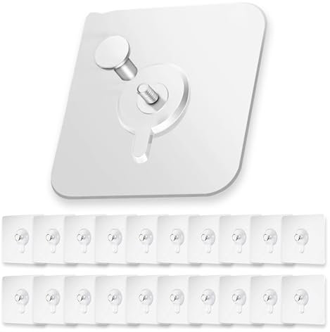 20 Pcs Adhesive Picture Hooks, Heavy Duty Hanging Nails, Transparent Wall Stickers, Used for Hanging Pictures, Frames, Art, Wreath & Decor