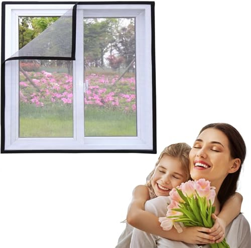 95x140cm Moustiquaire pour fenêtre, moustiquaire auto-adhésive universelle transparente pour fenêtre, peut être coupée et ajustée sans perçage
