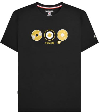 Lambretta Mens Vinyl Short Sleeve Cotton Graphic T-Shirt - Black - S