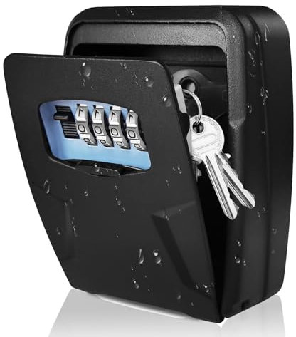 TOPDÉCORÉ Schlüsselbox mit 4-stelligem,Schlüsseltresor mit Zahlencode Aussen,Zahlenschloss schlüsselkasten außen wetterfest,Kombination schlüsselkasten für Zuhause,Garage,Schule