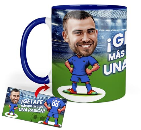 Anak Anak Tazas desayuno Futbol - Taza personalizada con caricatura y nombre - Tazas originales para regalar fanáticos futbol - Taza de futbol Español - Tazas de cafe 350 ML - Regalos (Getafe)