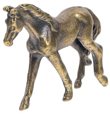 ABOOFAN Mikrolandschaft Kupfer Pferdefigur Metall Pferde Statue Tischplatte Pferde Buchregal Büro Tischdekoration Kupferhandwerk Pferdefigur aus Kupfer Pferdestatue Golden