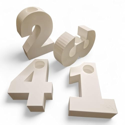 Moderner Adventskranz als Kerzenständer, Kunststoff, weiß, Stabkerzenhalter in Zahlenform