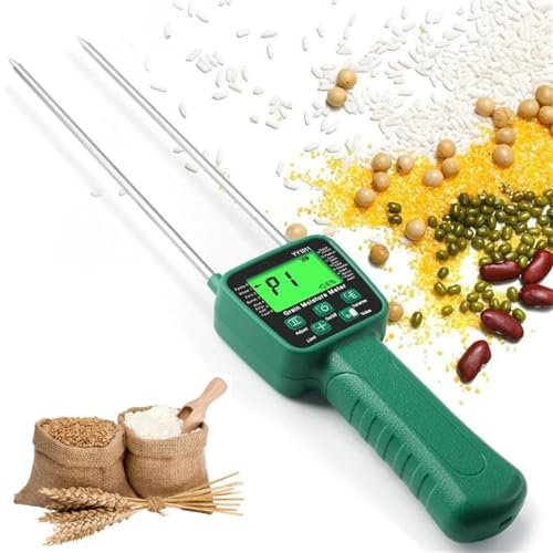 HEAXIY Probador de Humedad de Heno Portátil, Medidor de Humedad de Grano, Medidor de Humedad de Grano Digital con Pantalla LCD para Paja de Cereales, Soja