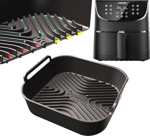 Cosori 5.5L Premium Silicone Liner | 1.5cm Ridges for Air Flow, 2.5mm Thick, Dishwasher Safe | Designed to Fit Cosori 5.5L Air Fryer | 1PC 5.5 Liter Silicone Air Fryer Liners | by iStock Kitchen