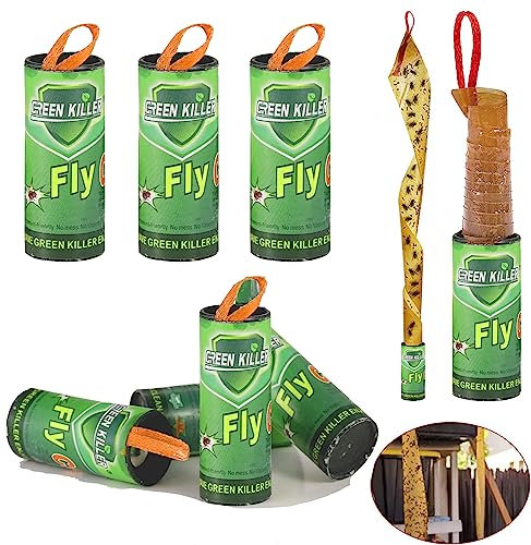LYPER 8Pcs Fliegenfänger Klebestreifen Fenster Fliegenfalle, Fliegenfalle Klebefalle Fliegenfalle Innenbereich Fliegen Klebefalle, Insektenfalle für drinnen draußen (8, grün)